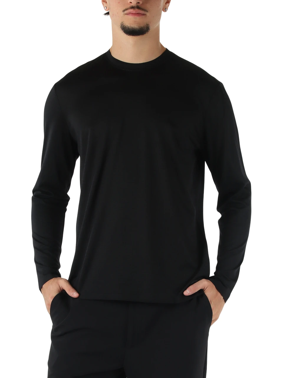 NERO | T-shirt manica lunga WAVE WOOL