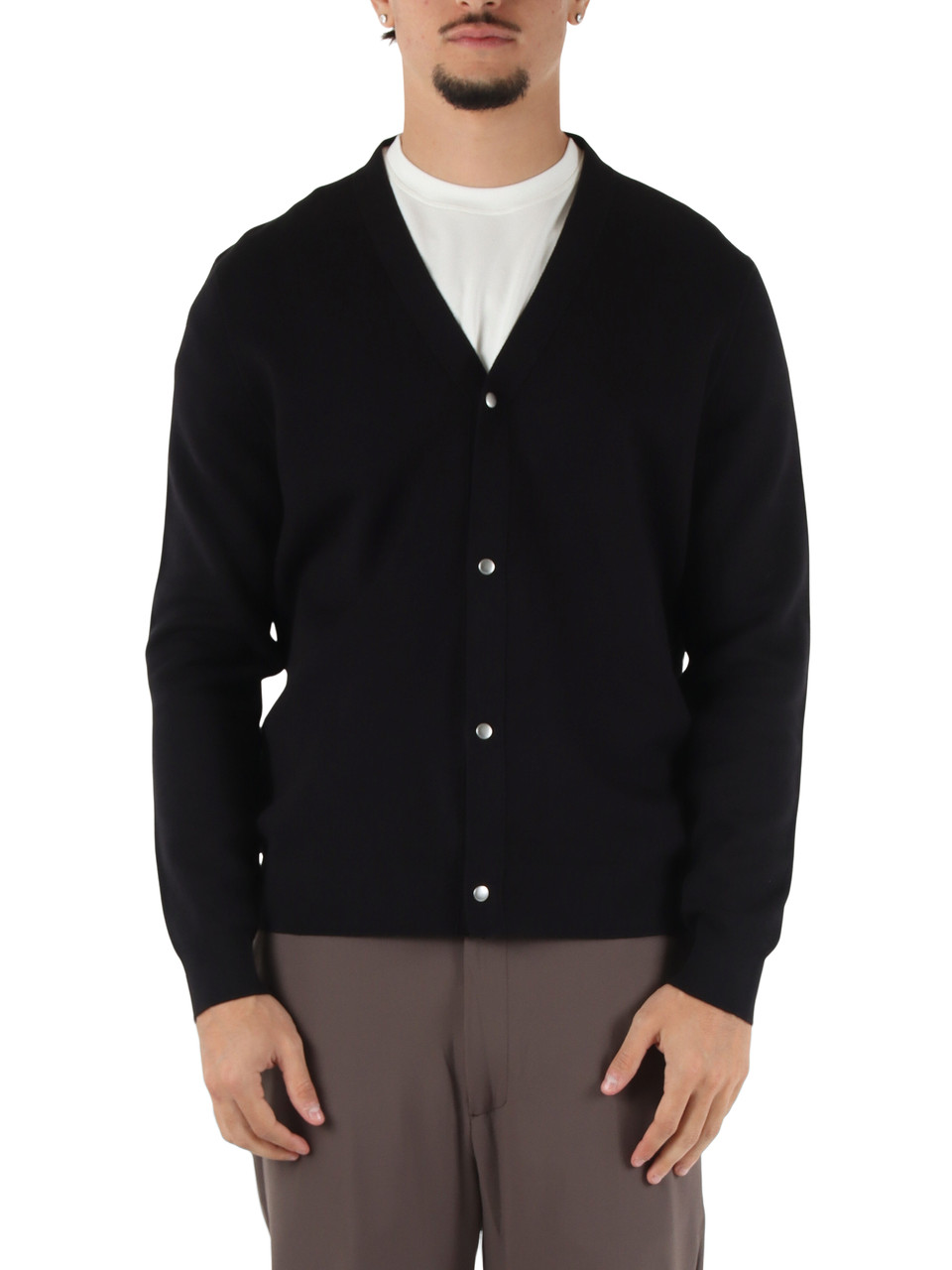 NERO | Cardigan in misto lana merino e cotone GARDEN WOOL