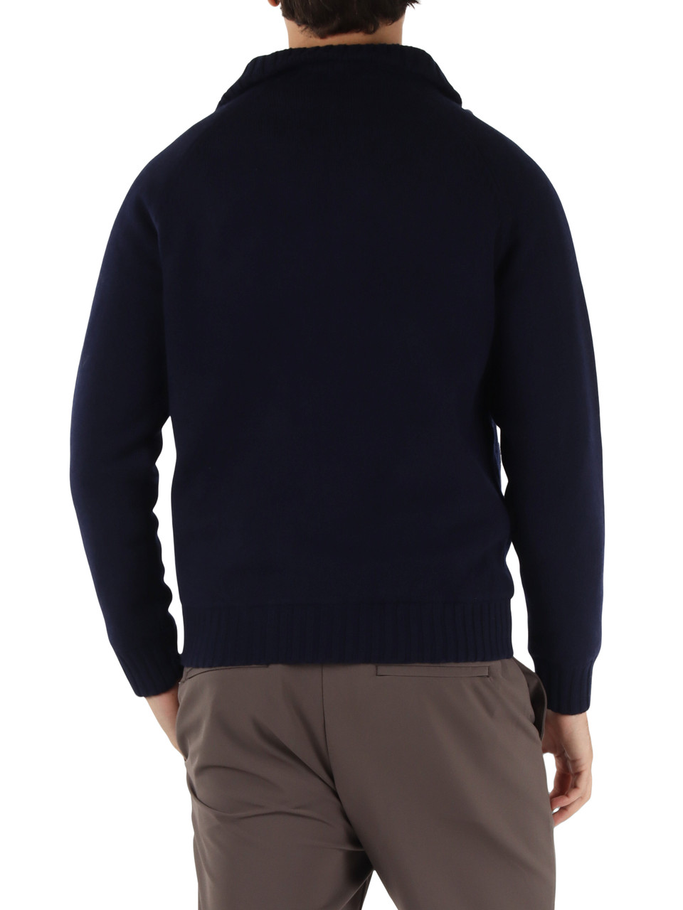 BLU SCURO | Cardigan in lana merino PROVID con zip