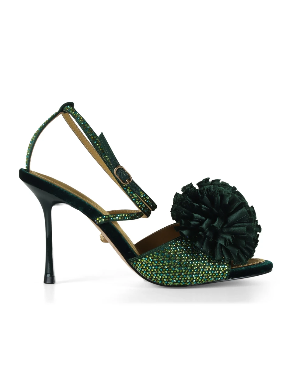 VERDE | Sandali POM con strass all over