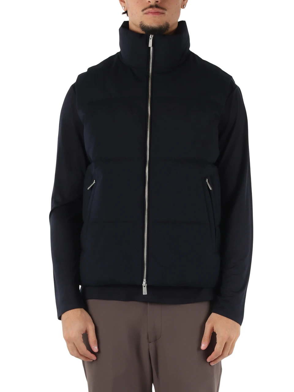 BLU SCURO | Smanicato trapuntato SHINE WOOL