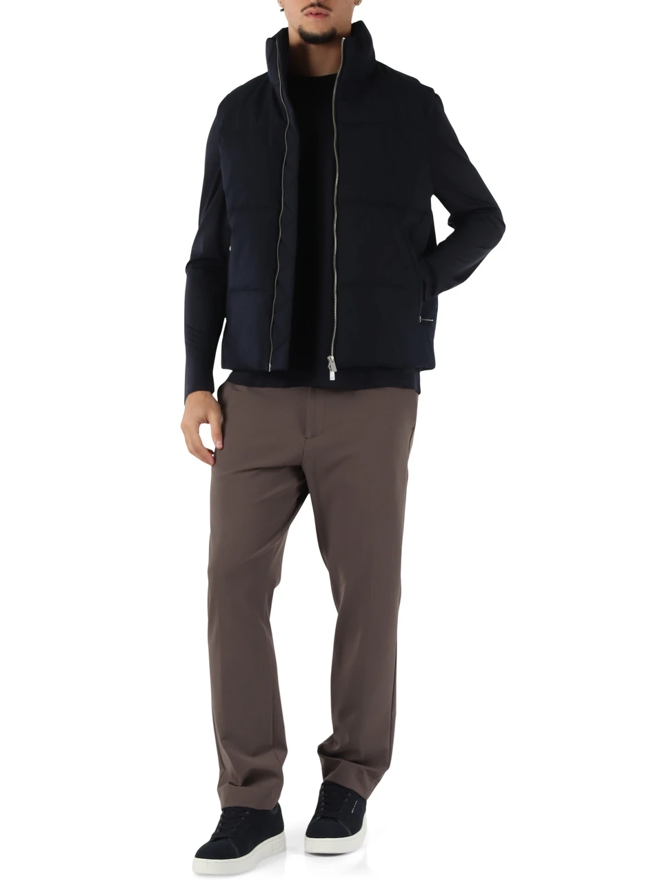 BLU SCURO | Smanicato trapuntato SHINE WOOL