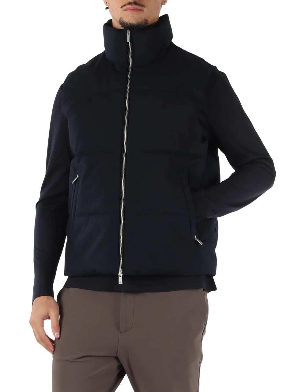 BLU SCURO | Smanicato trapuntato SHINE WOOL