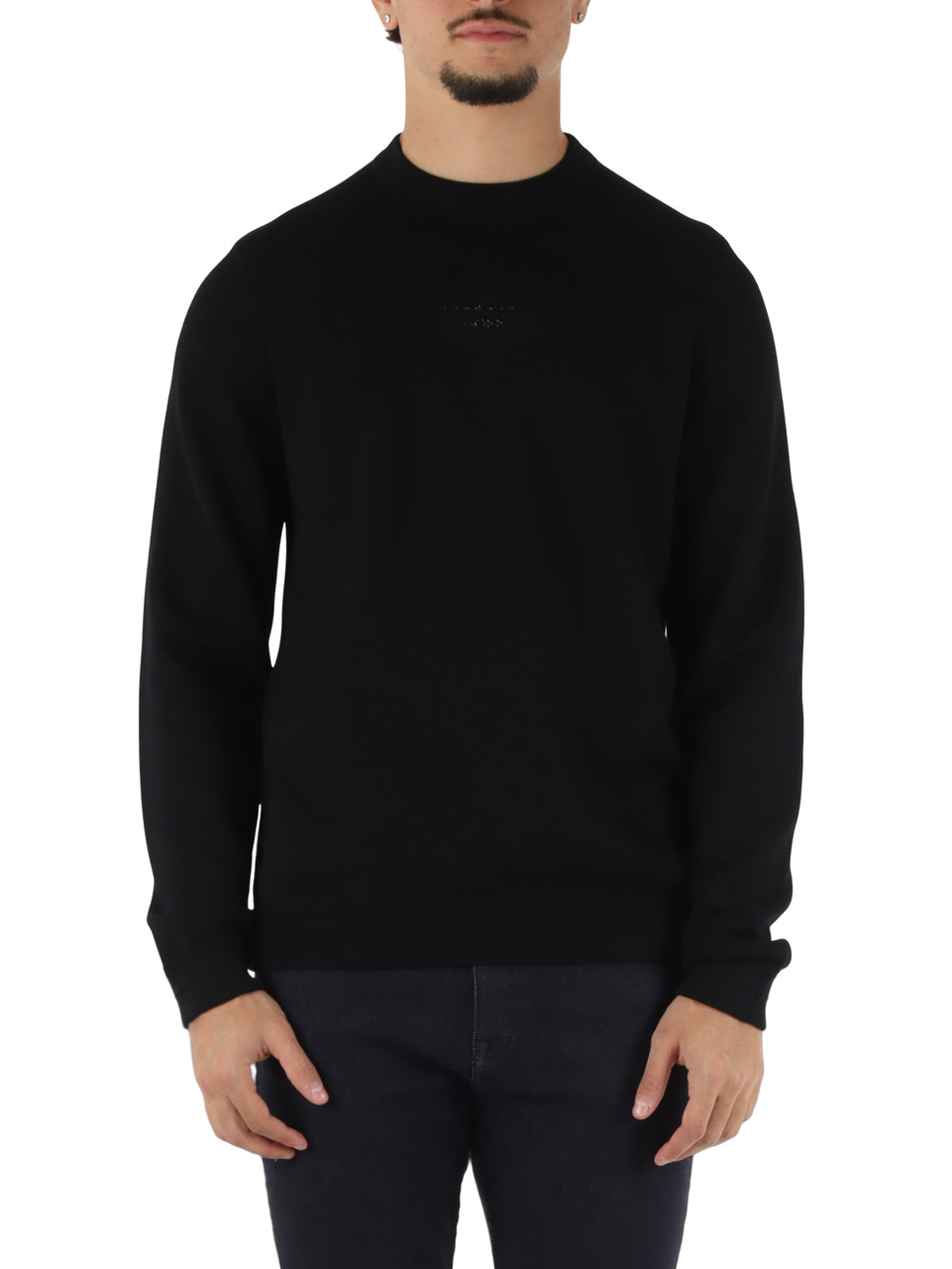 NERO | PORSCHE X BOSS: Maglia girocollo in misto lana vergine