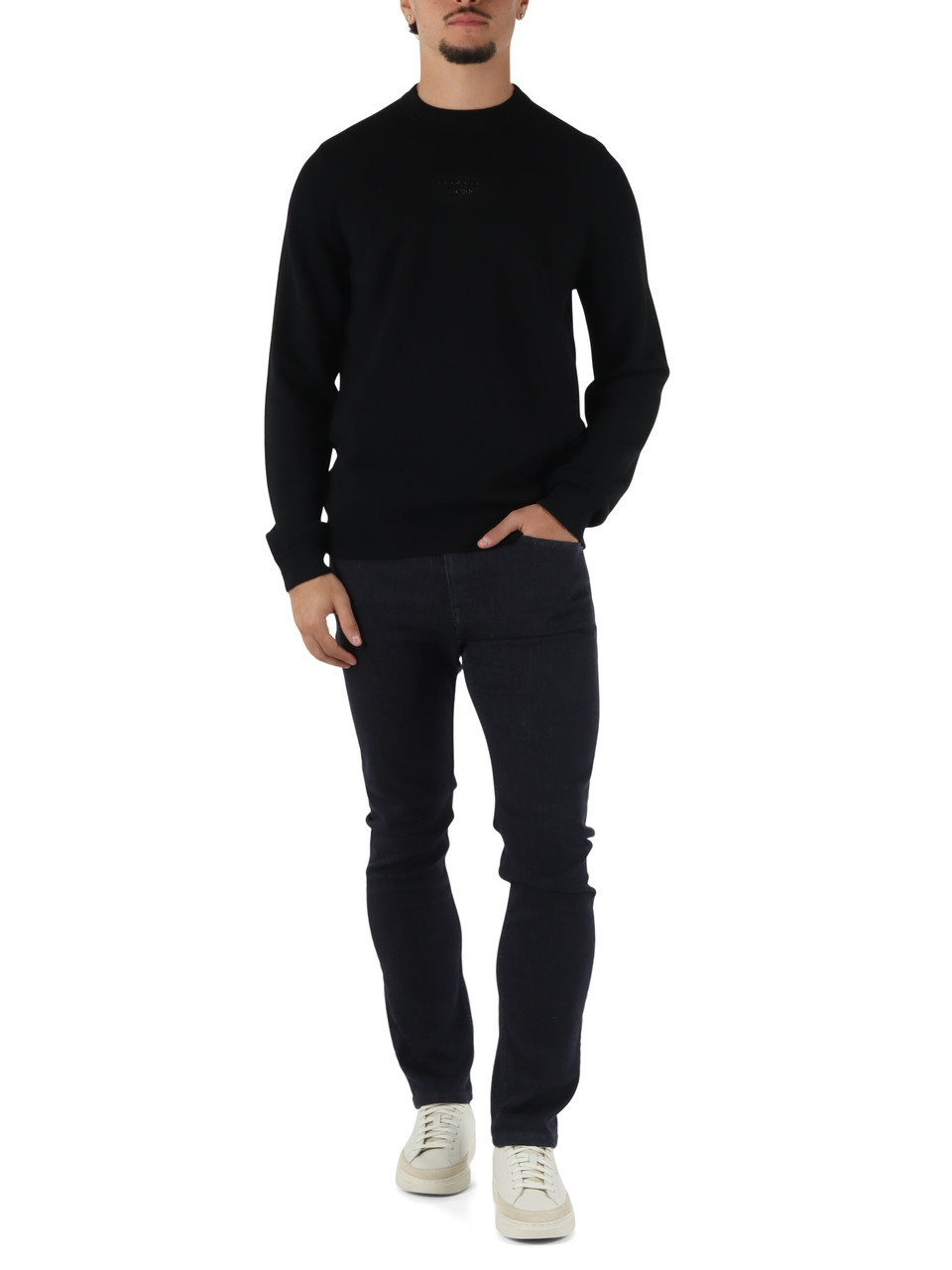 NERO | PORSCHE X BOSS: Maglia girocollo in misto lana vergine
