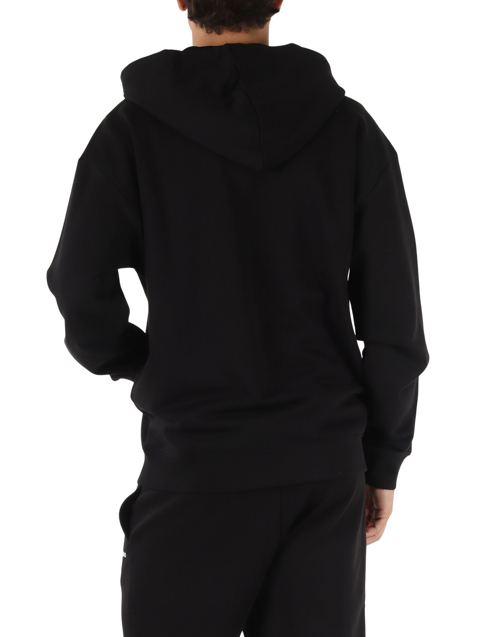 NERO | Felpa con zip e cappuccio in cotone garzato
