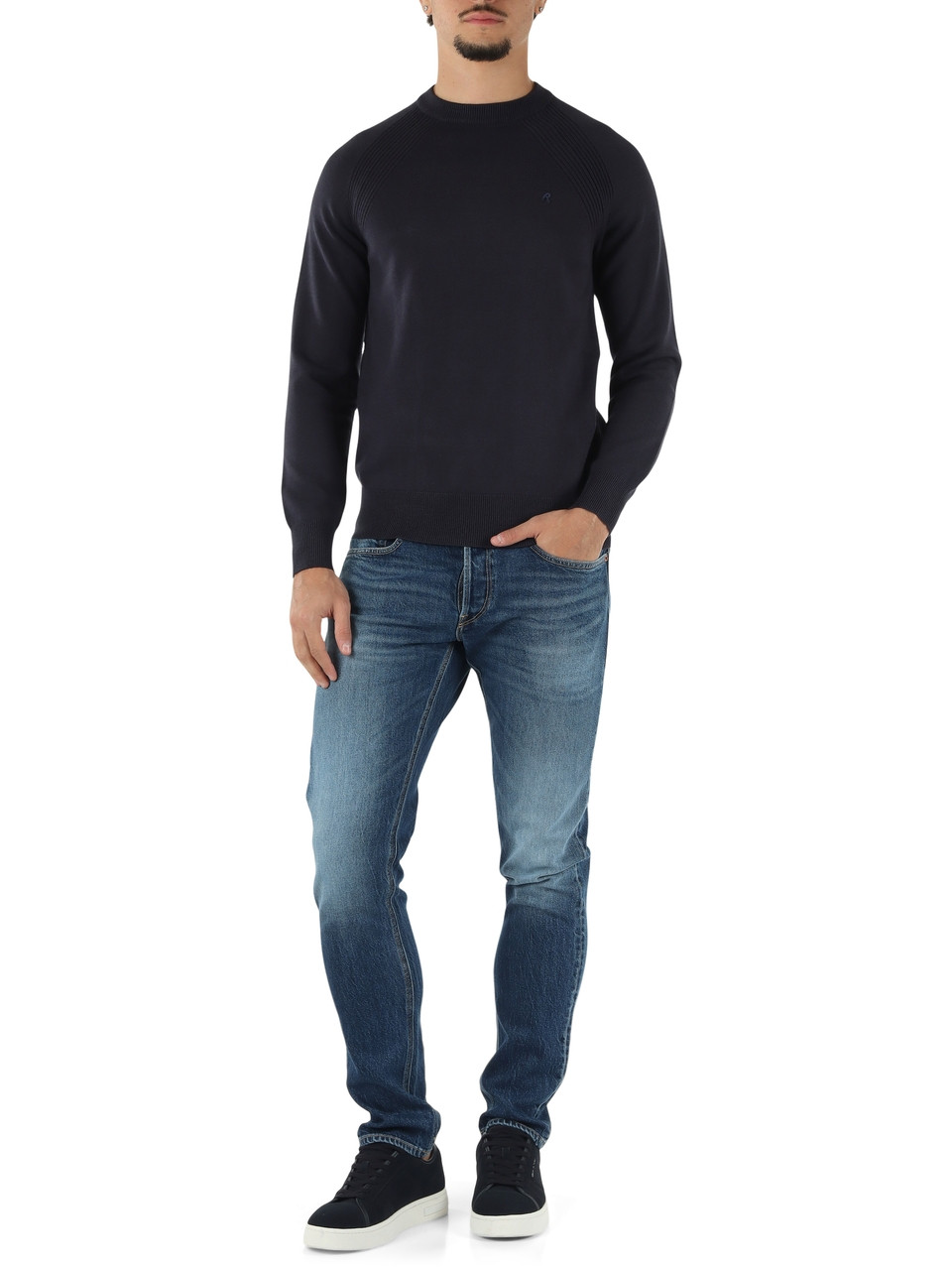 BLU SCURO | Maglia girocollo in misto viscosa