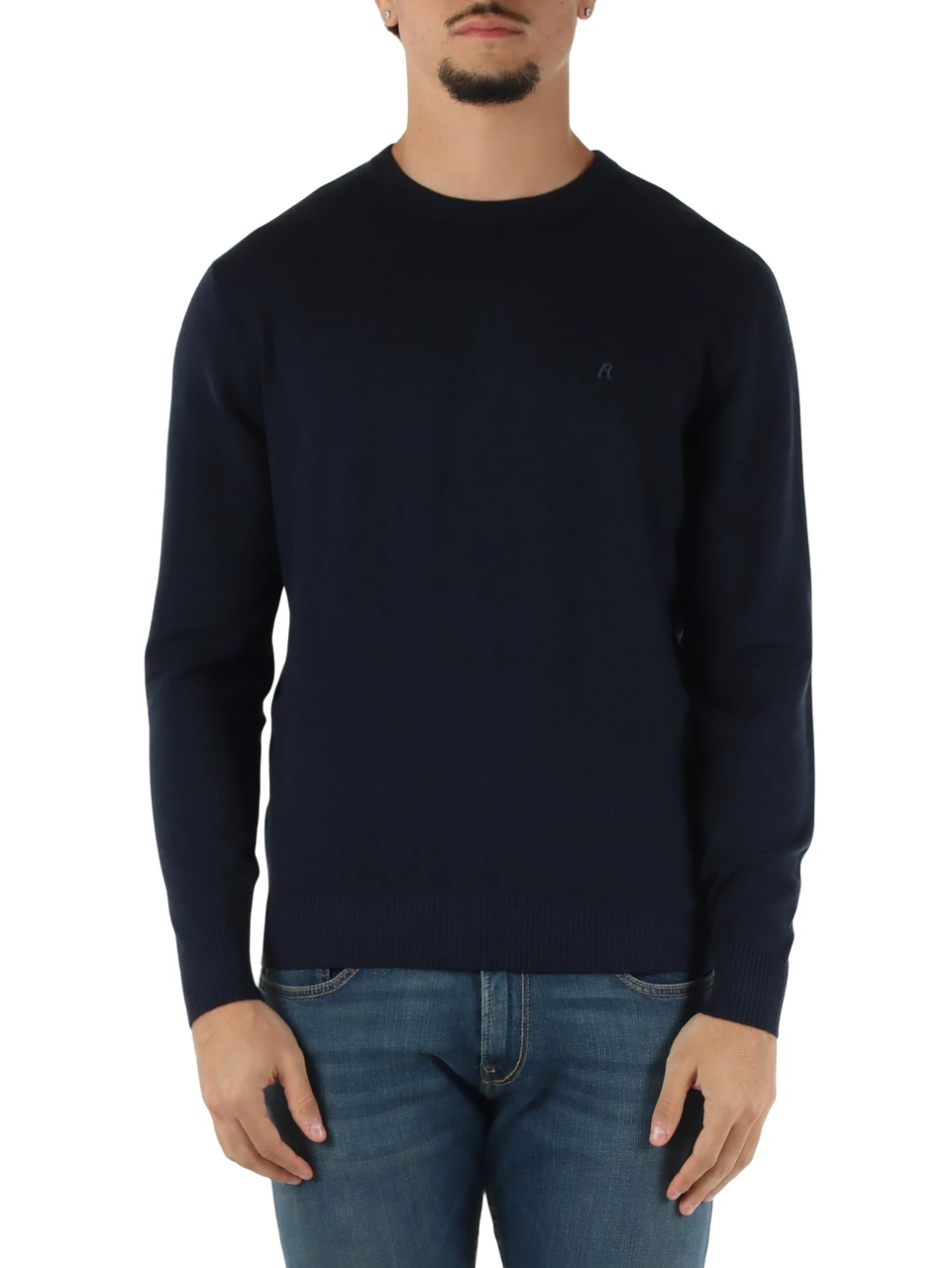 BLU SCURO | Maglia girocollo in misto lana