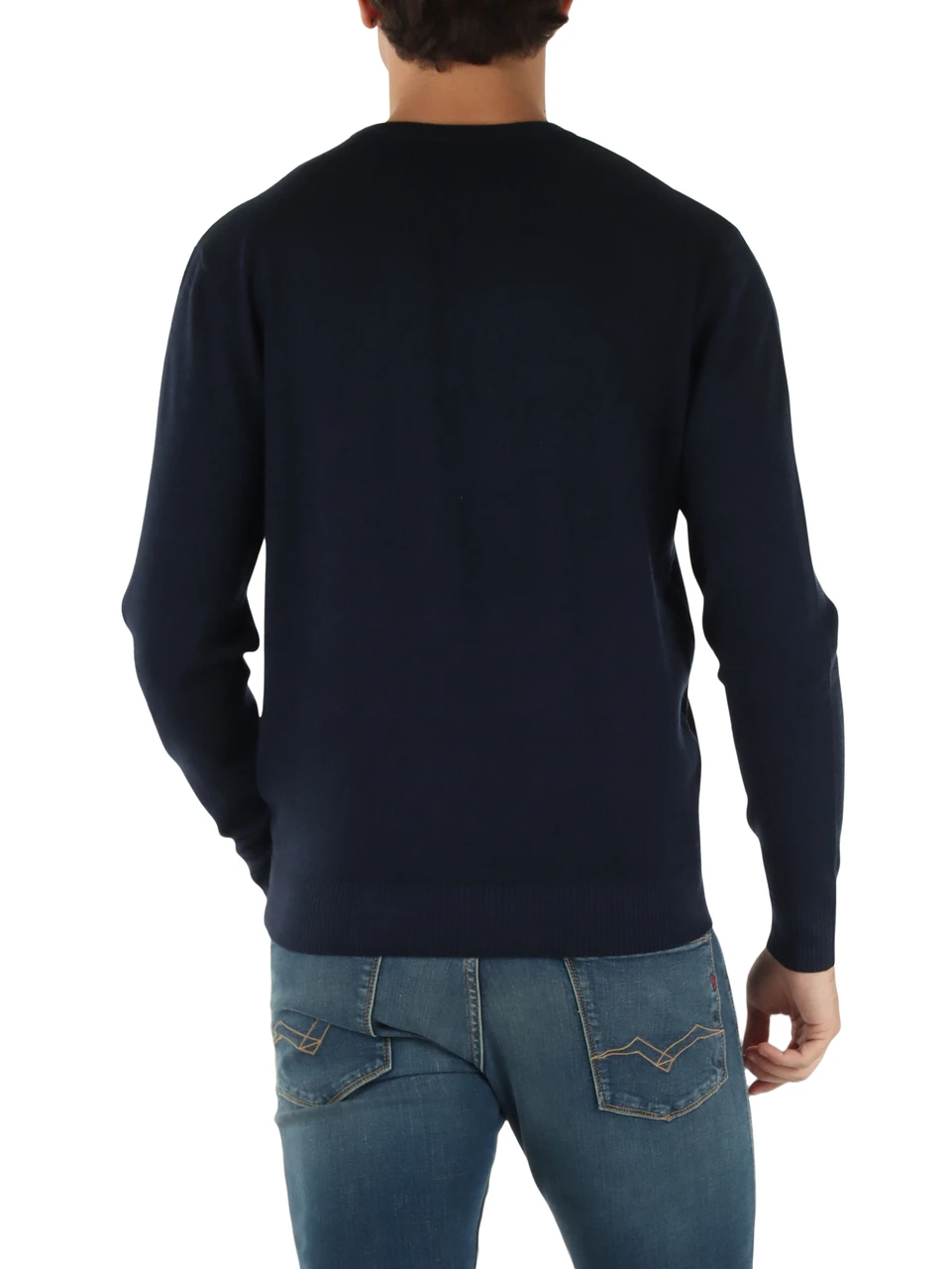 BLU SCURO | Maglia girocollo in misto lana