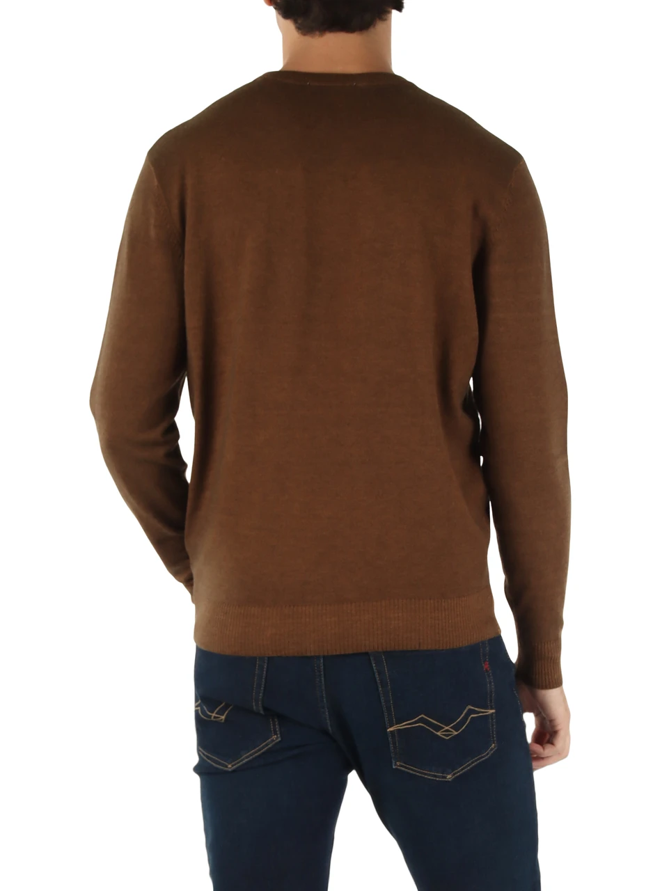 MARRONE | Maglia girocollo in misto lana