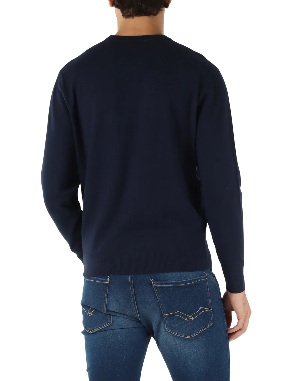 BLU SCURO | Maglia girocollo in cotone e cashmere