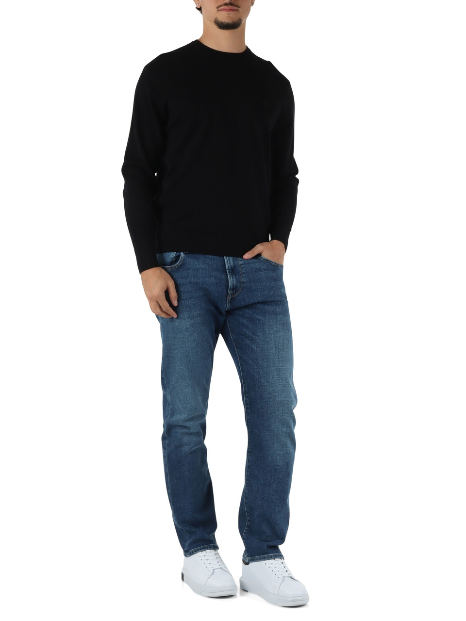 NERO | Maglia girocollo in cotone e cashmere