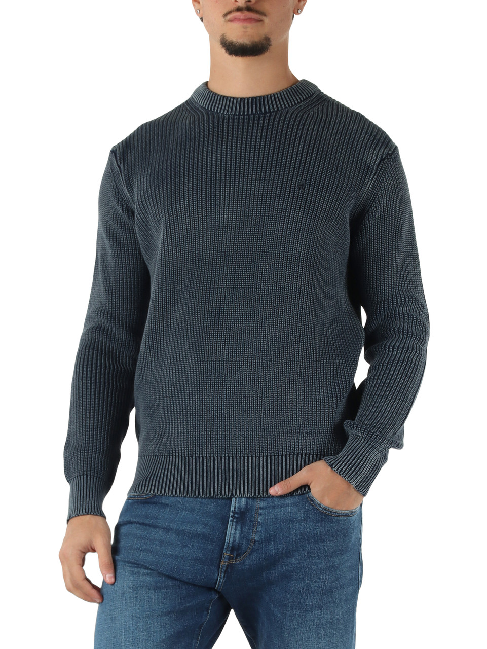 BLU | Maglia girocollo in filo di cotone