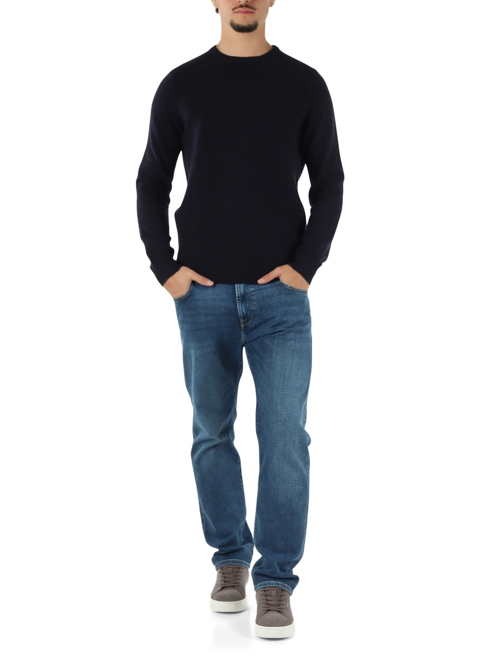 BLU SCURO | Maglia girocollo LAGUNA in lana