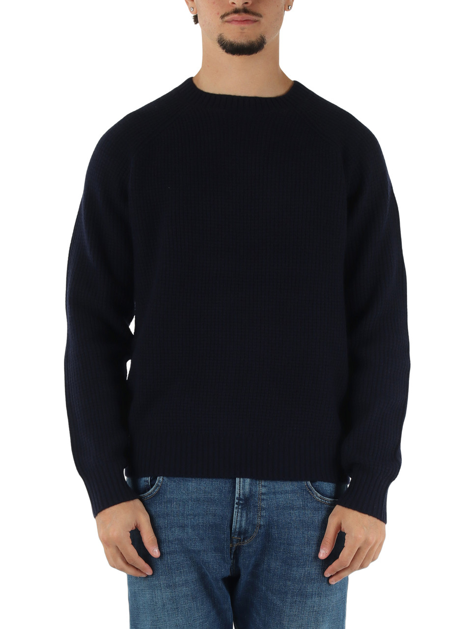 BLU SCURO | Maglia girocollo TIRU in lana