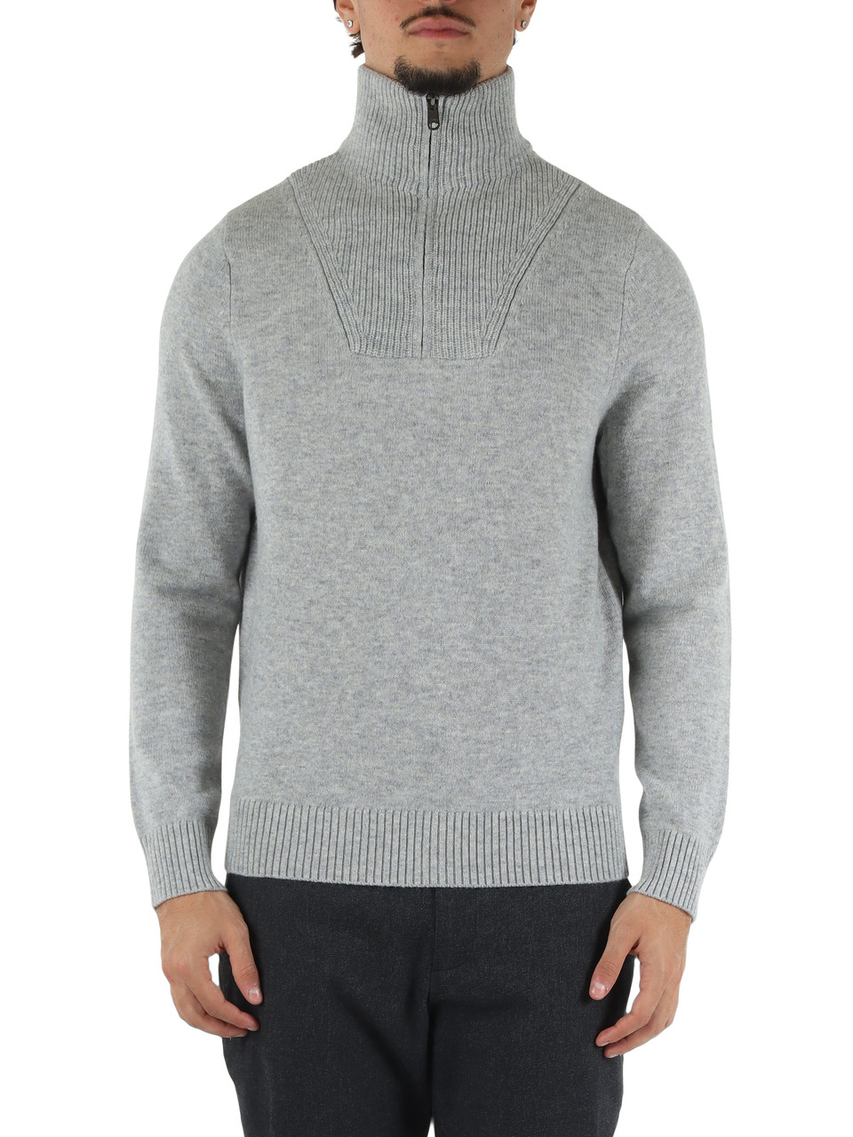 GRIGIO | Maglia mezza zip YECLO in lana