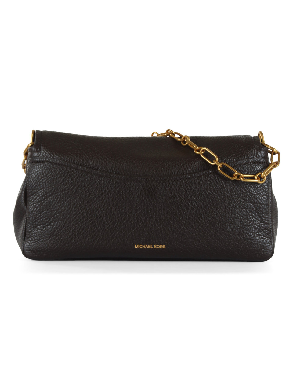 marrone scuro | Borsa a spalla in pelle martellata BRYANT Large