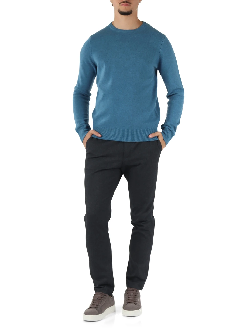 GRIGIO SCURO | Pantalone BAFI in cotone stretch