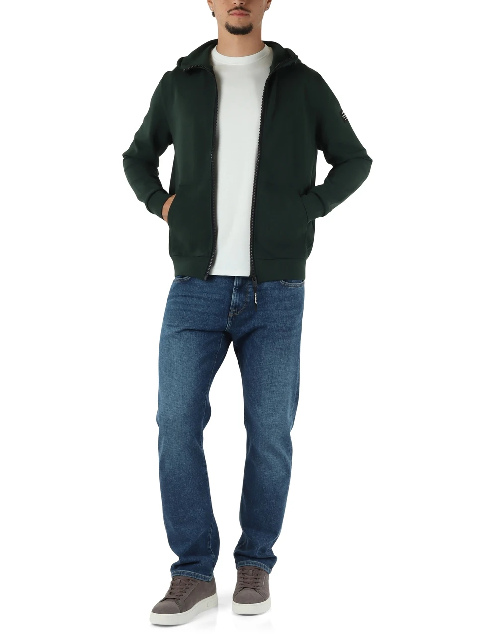 VERDE SCURO | Felpa AGADIR con zip e cappuccio