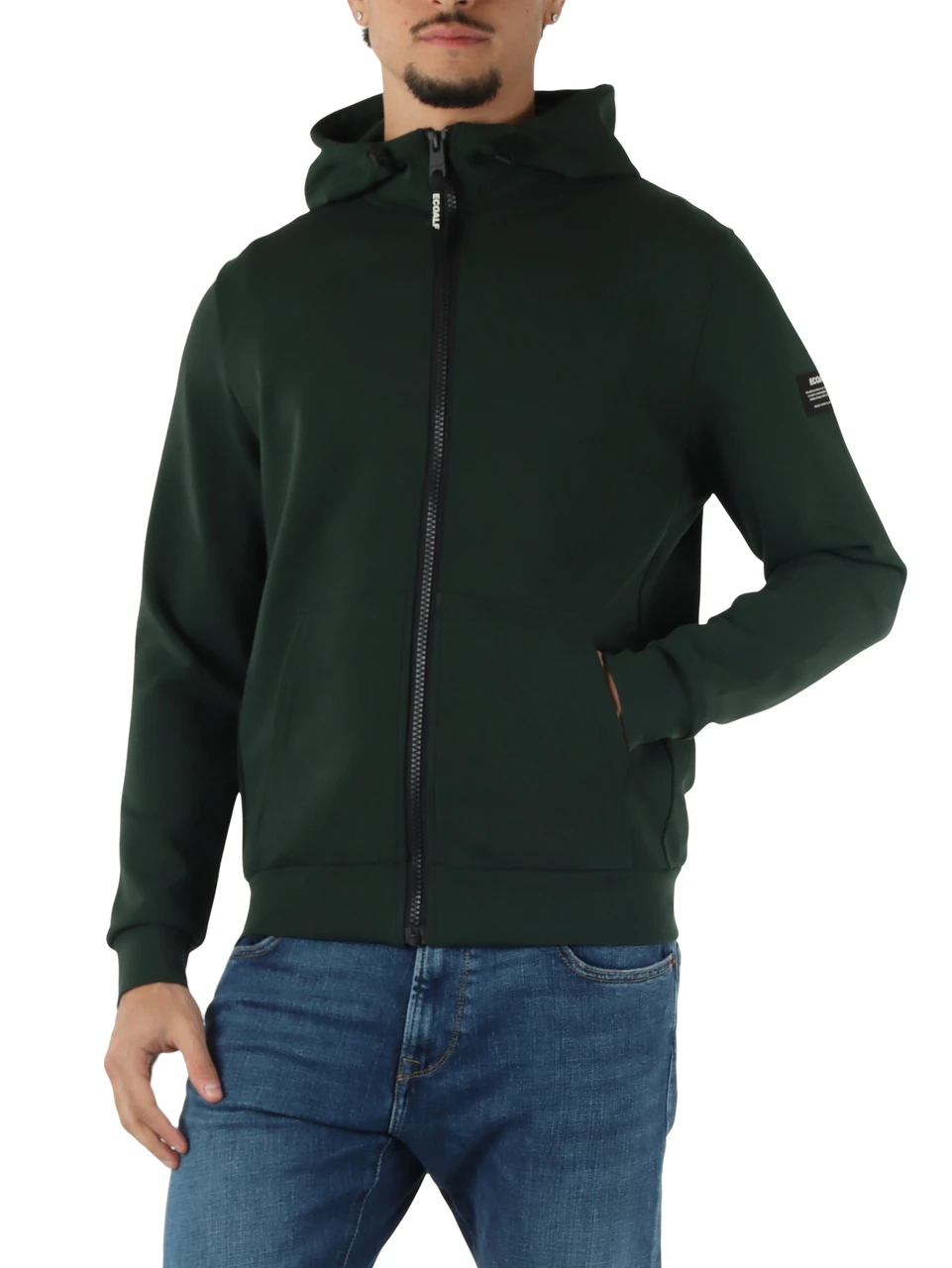 VERDE SCURO | Felpa AGADIR con zip e cappuccio