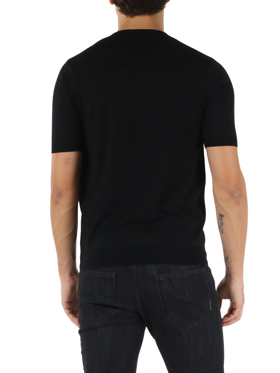NERO | Maglia girocollo a maniche corte in misto lana