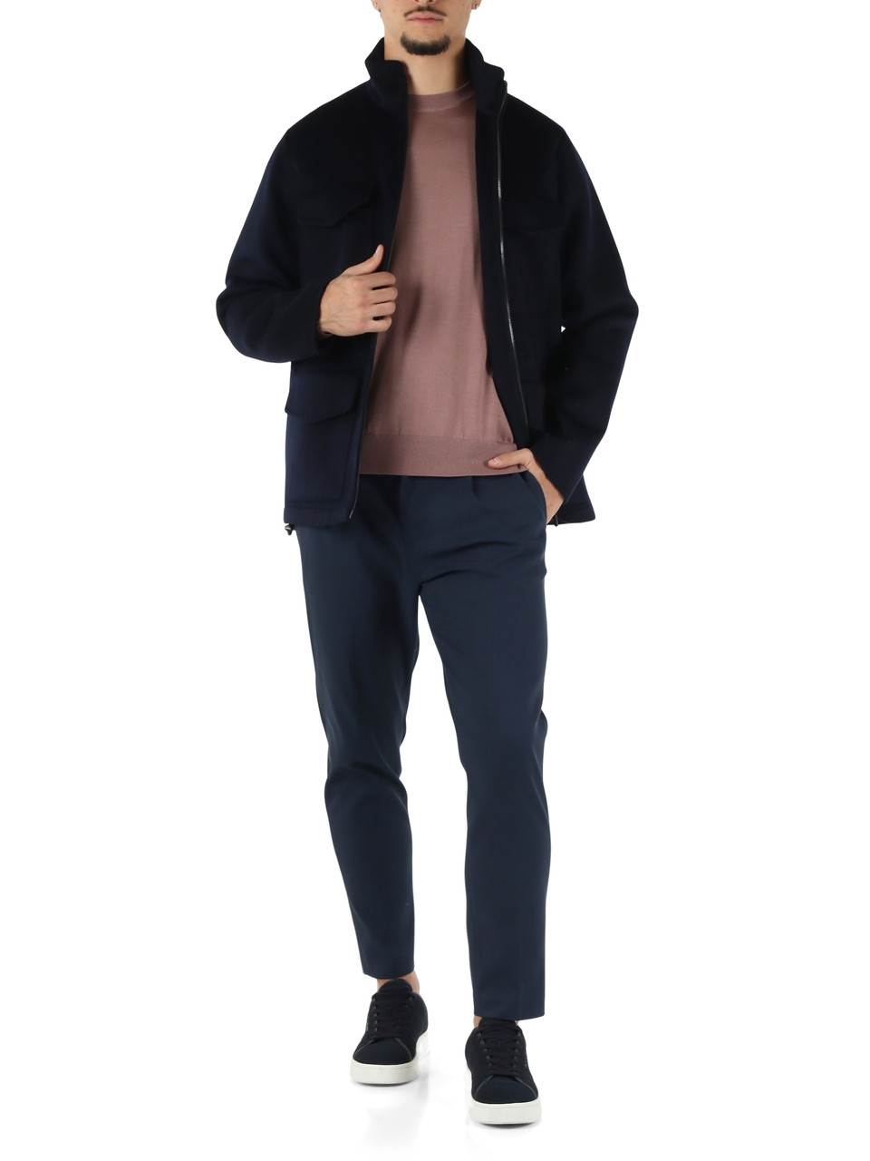 BLU SCURO | Giacca field NELSON in lana double