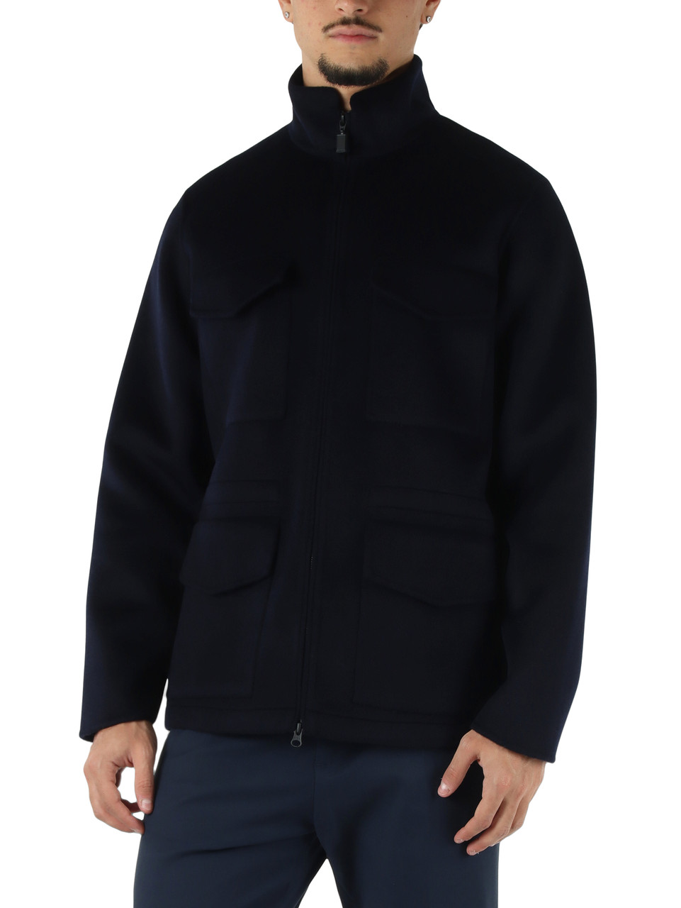 BLU SCURO | Giacca field NELSON in lana double