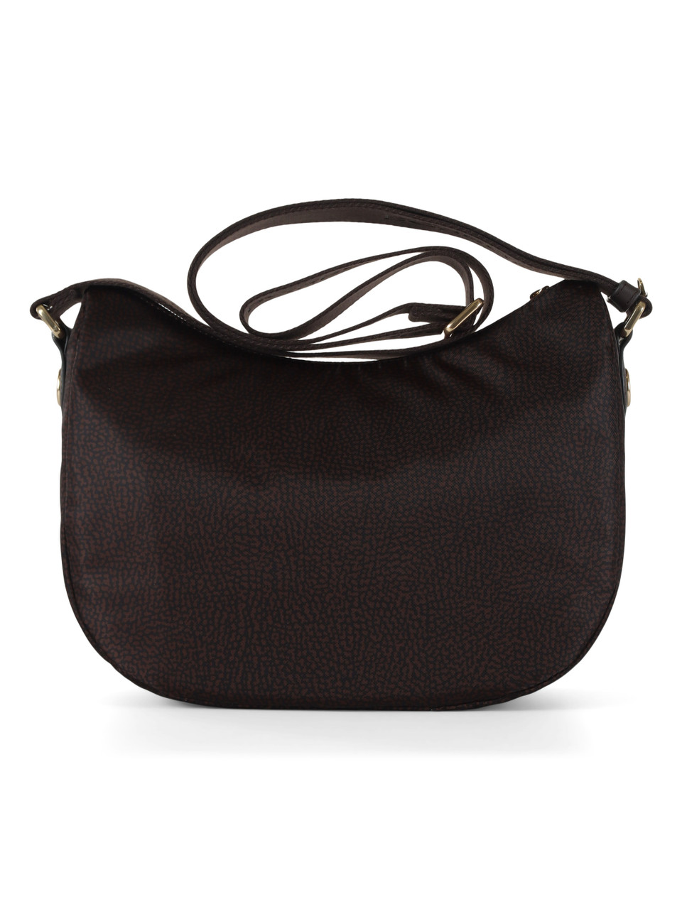 MARRONE | Borsa B-CLUB LUNA Small in tessuto stampato OP