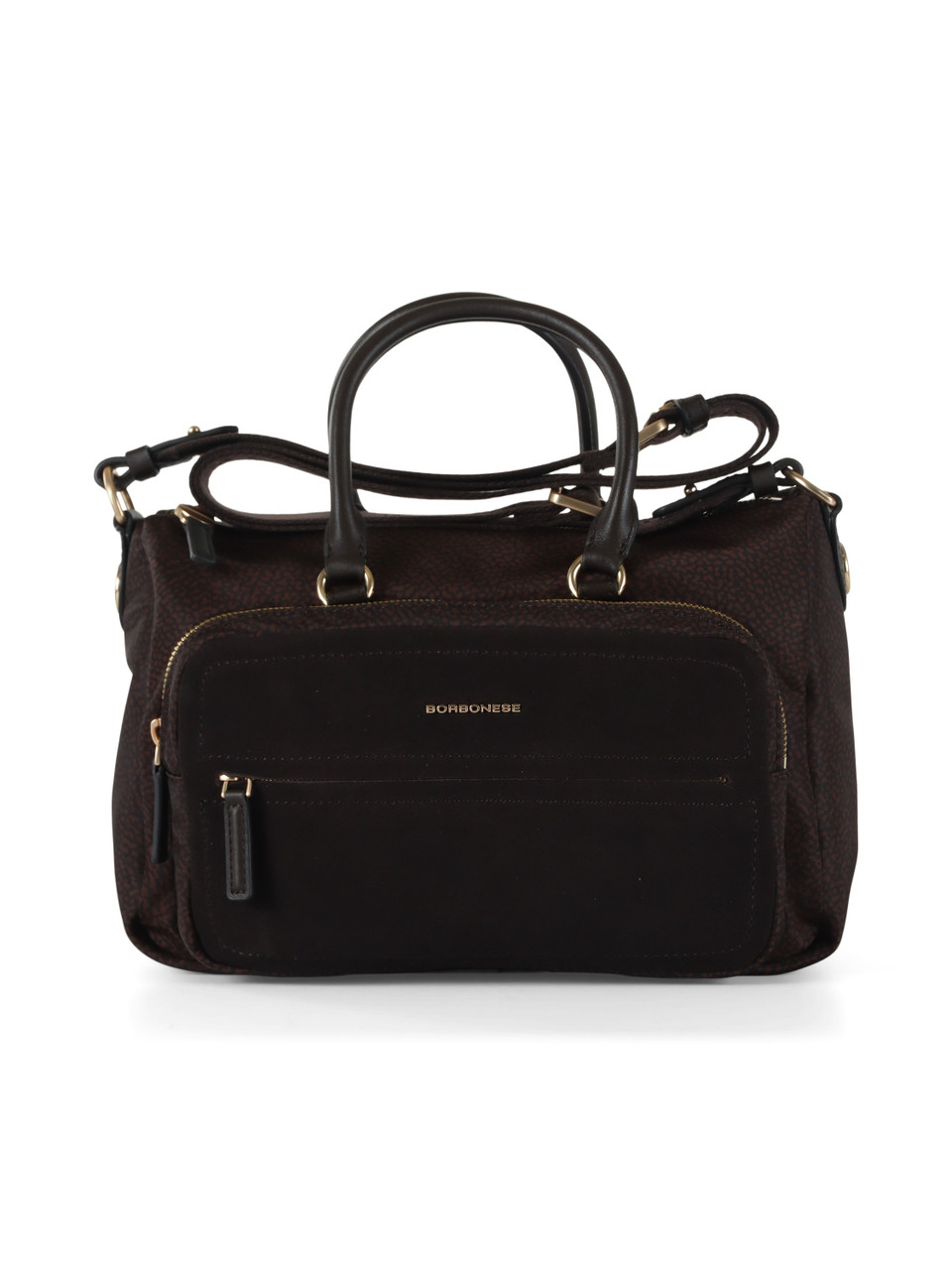 marrone scuro | Borsa B-CLUB BAULETTO Medium in tessuto stampato OP