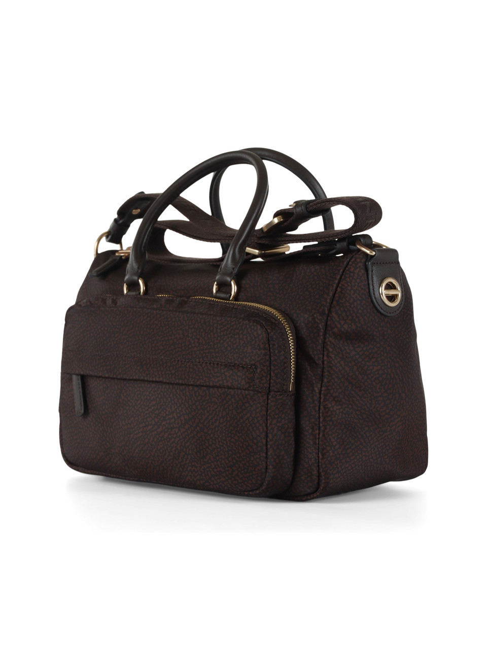 MARRONE | Borsa B-CLUB BAULETTO Medium in tessuto stampato OP