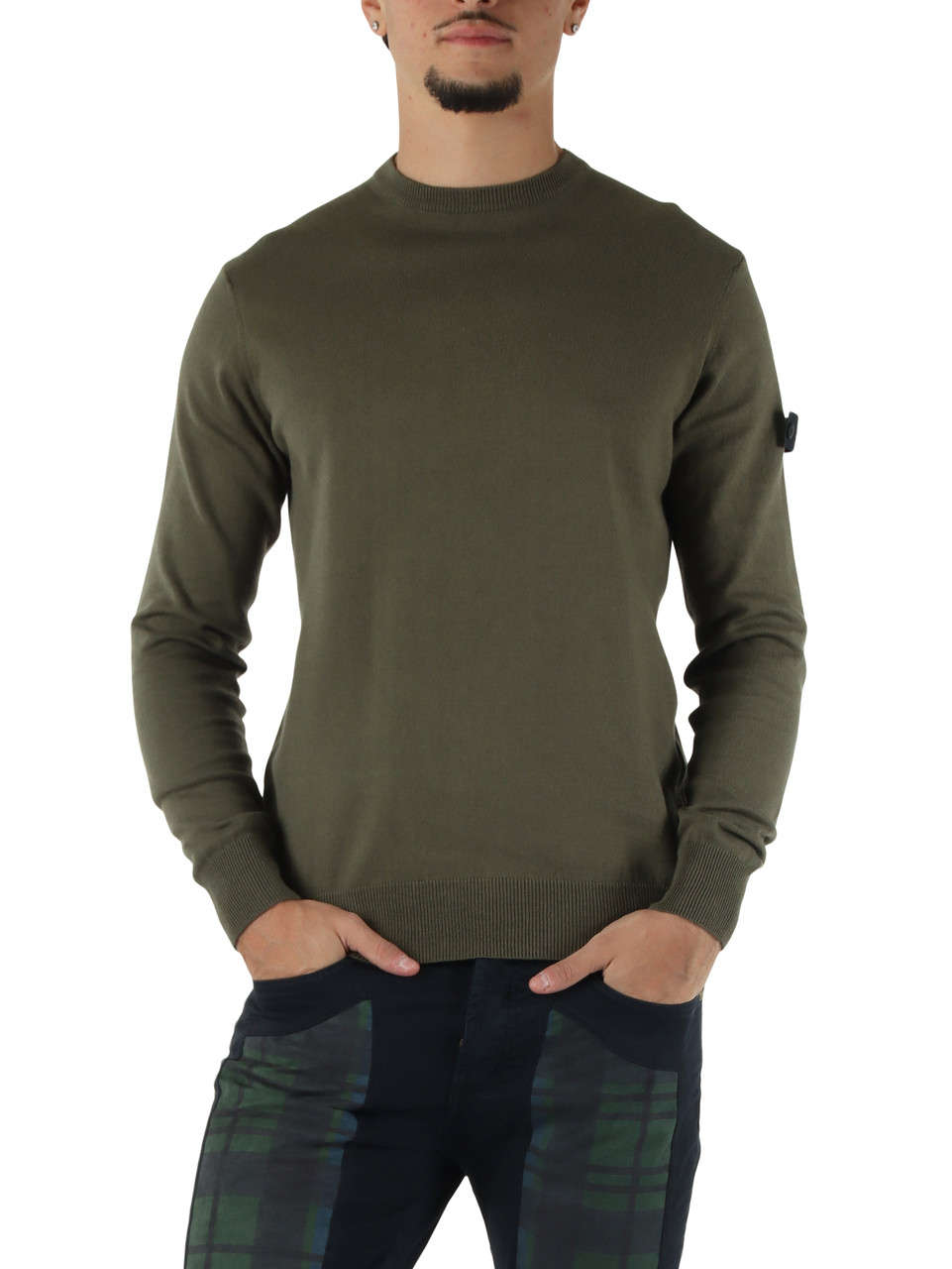 VERDE MILITARE | Maglia in lana e cotone EXMOOR RWS 08