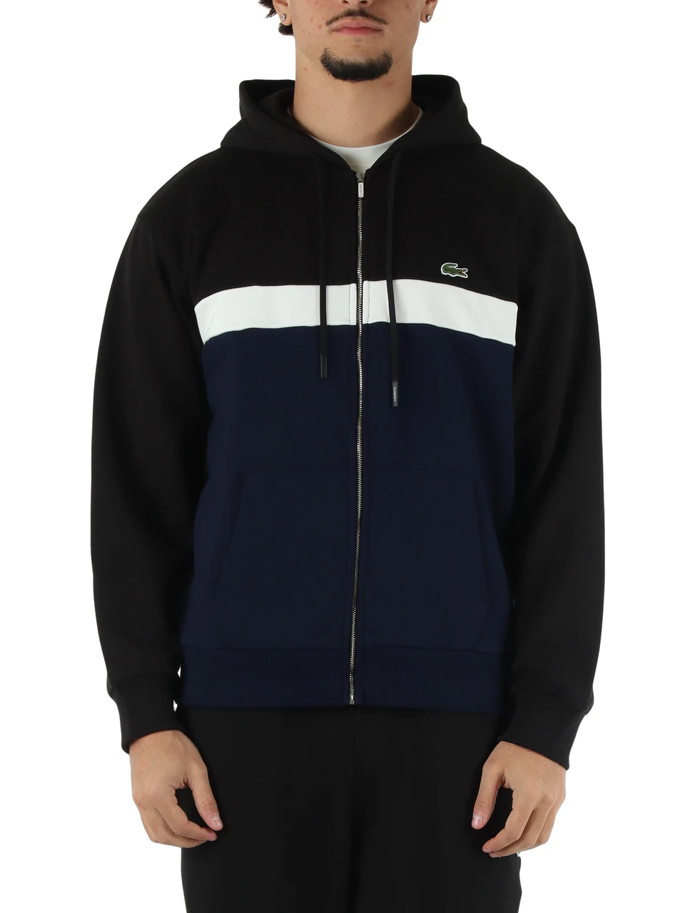 NERO | Felpa color block classic fit in cotone garzato