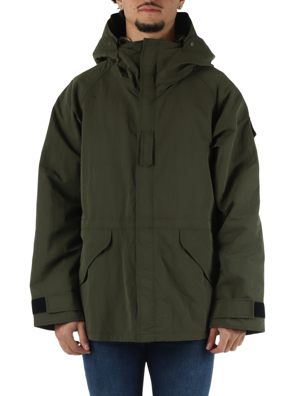 VERDE SCURO | Giacca in tessuto spalmato LATITUDE SHORT PARKA