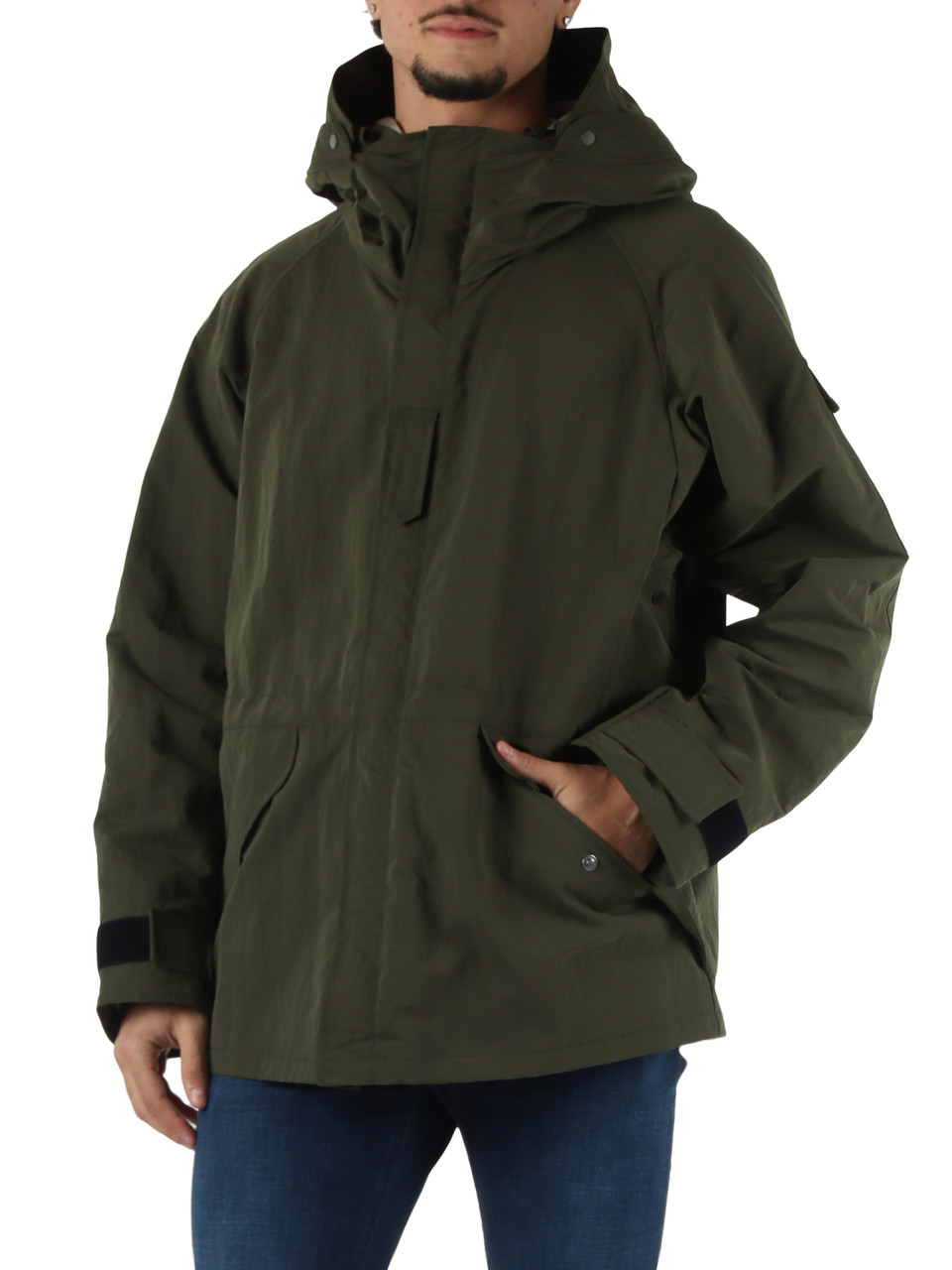 VERDE SCURO | Giacca in tessuto spalmato LATITUDE SHORT PARKA