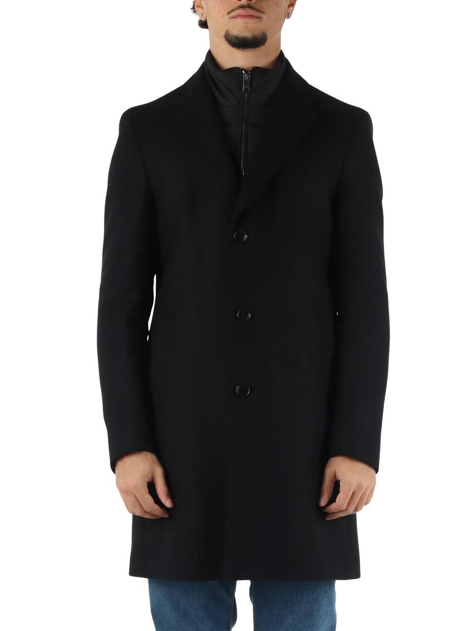 NERO | Cappotto slim fit in misto lana Manteco