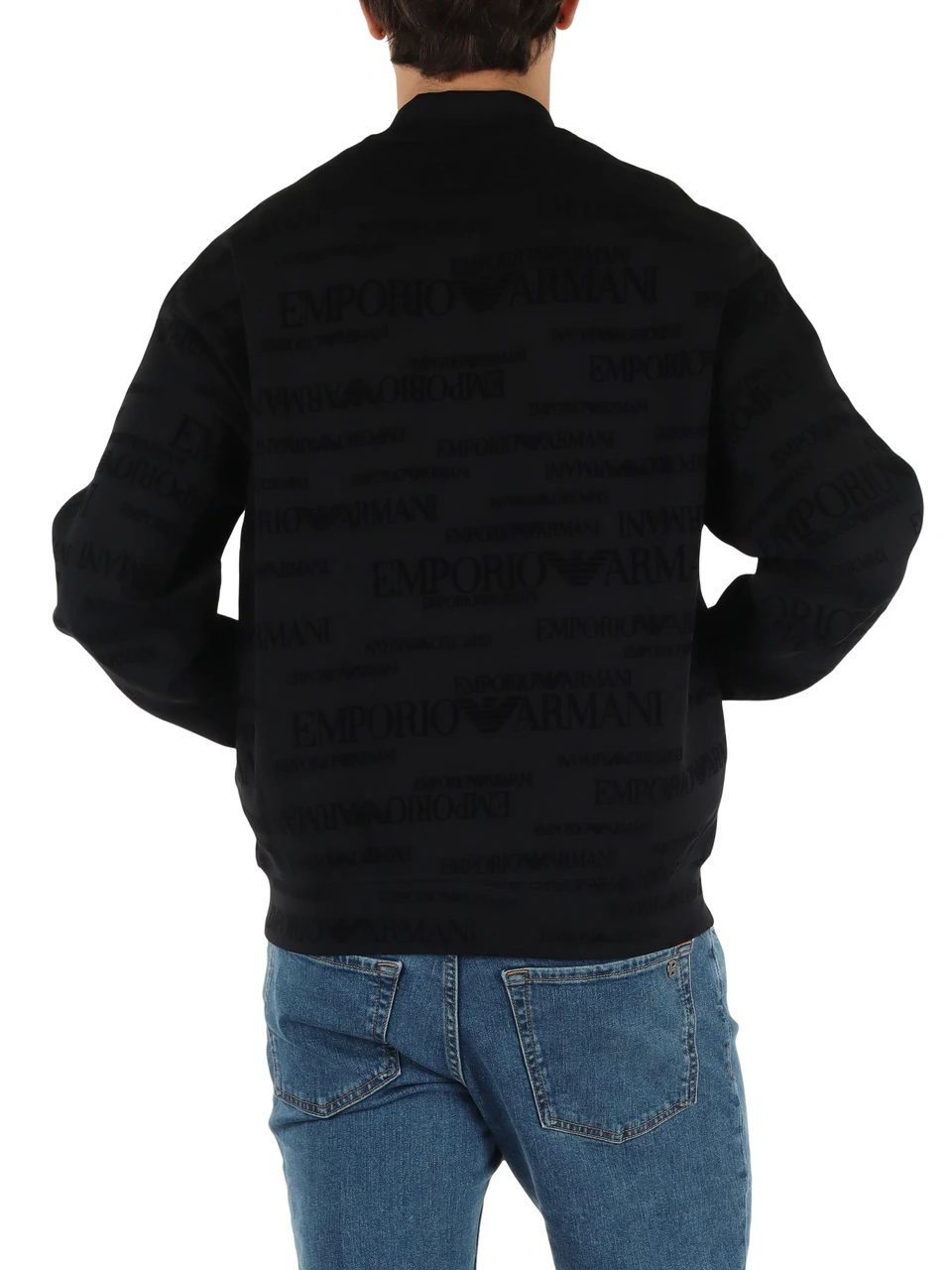 NERO | Felpa con zip modello bomber in misto cotone