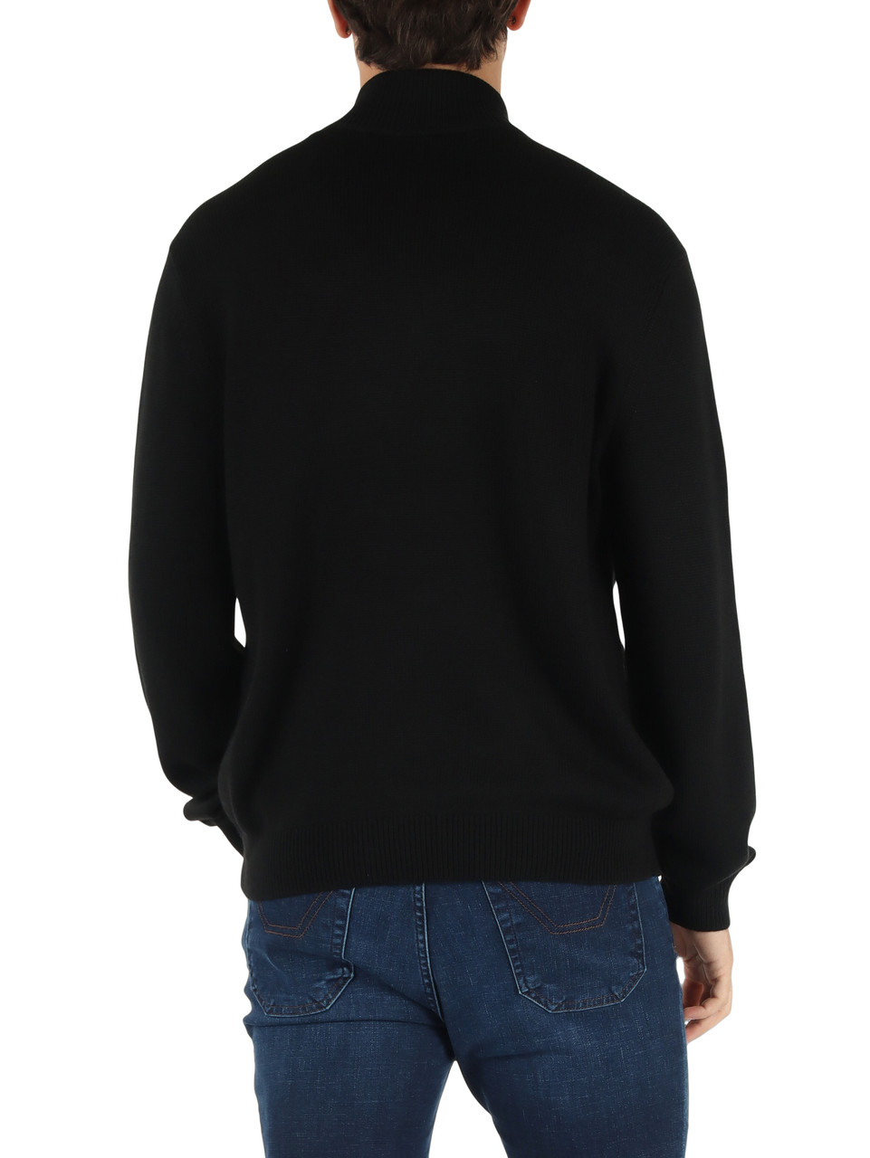 NERO | Maglia mezza zip in misto cotone e lana vergine