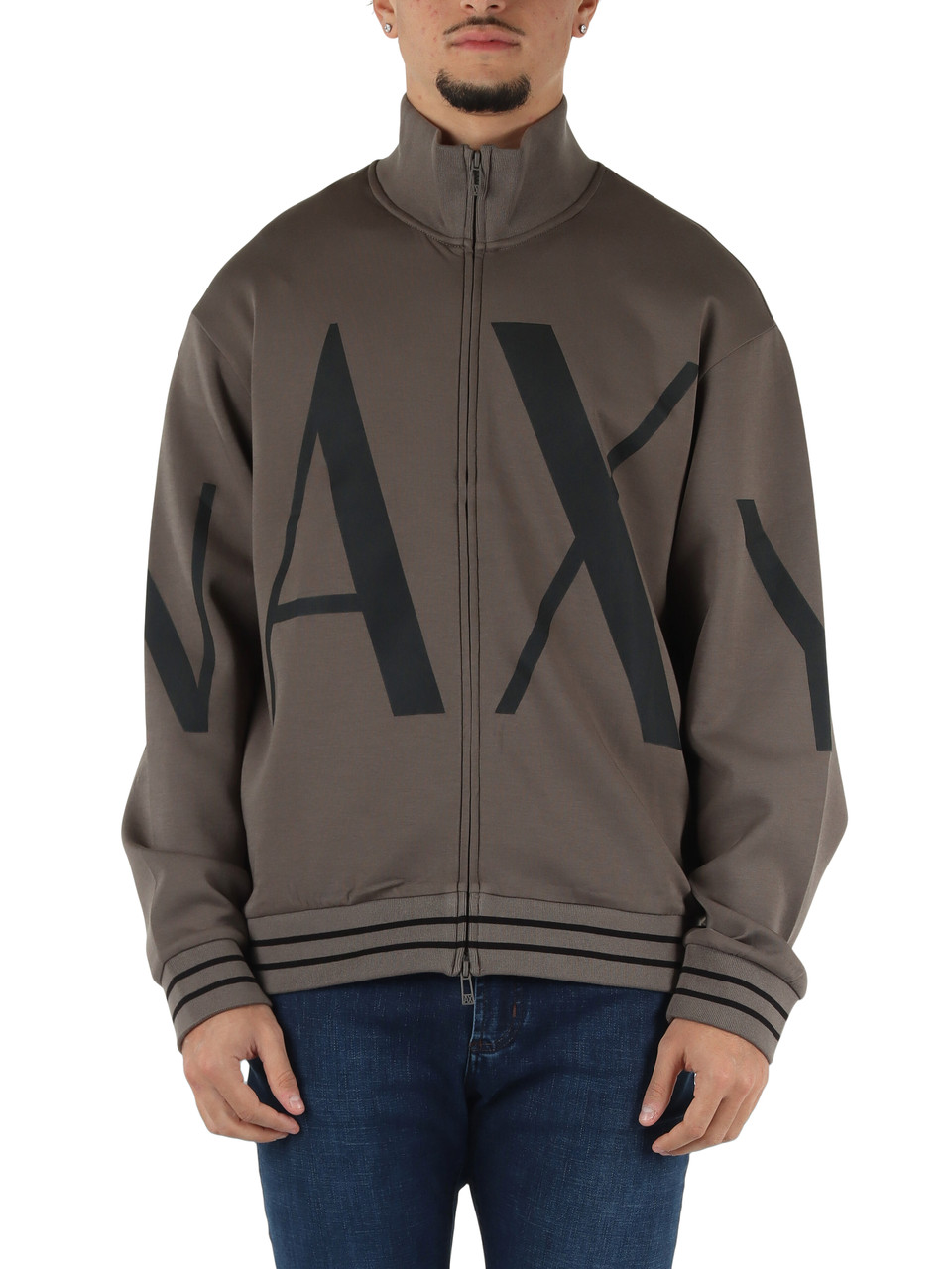 TORTORA | Felpa in misto cotone con zip e stampa logo