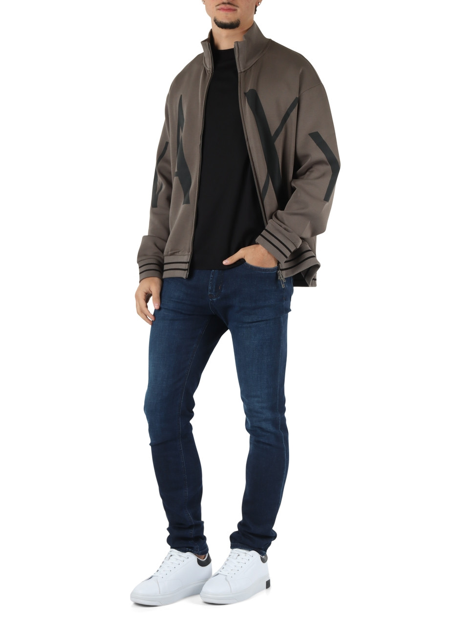 TORTORA | Felpa in misto cotone con zip e stampa logo