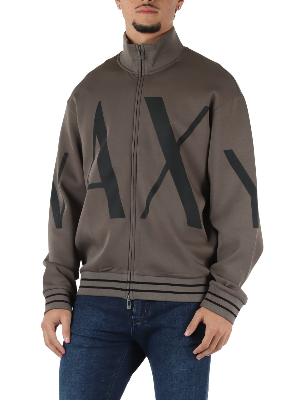 TORTORA | Felpa in misto cotone con zip e stampa logo