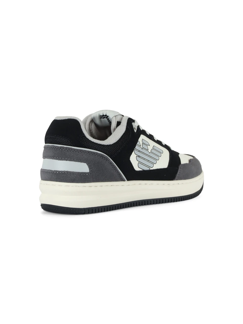 BIANCO/NERO | Sneakers in pelle ed ecopelle con logo impresso