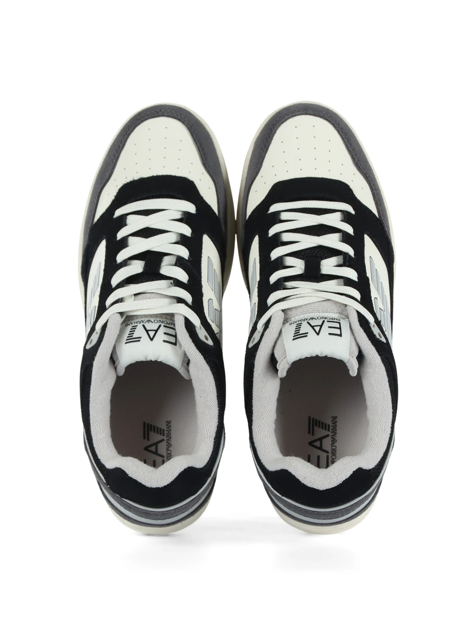 BIANCO/NERO | Sneakers in pelle ed ecopelle con logo impresso