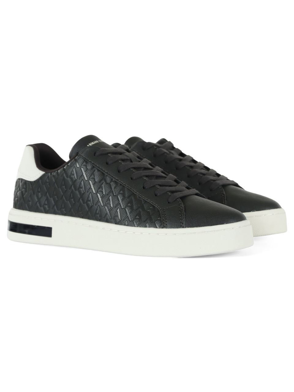 GRIGIO SCURO | Sneakers effetto saffiano con logo impresso