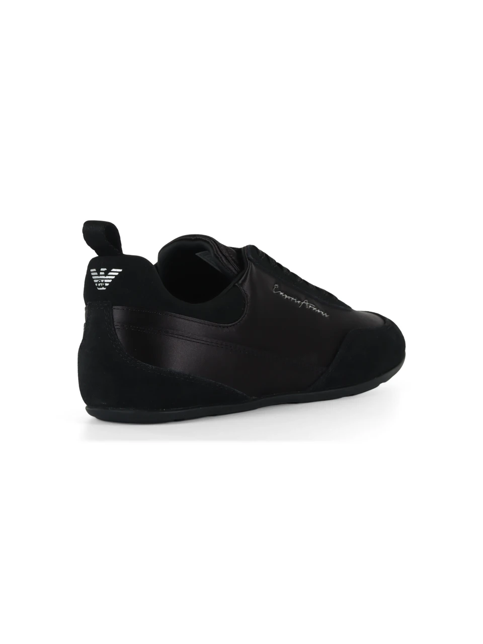 NERO | Sneakers in suede e satin con logo impresso