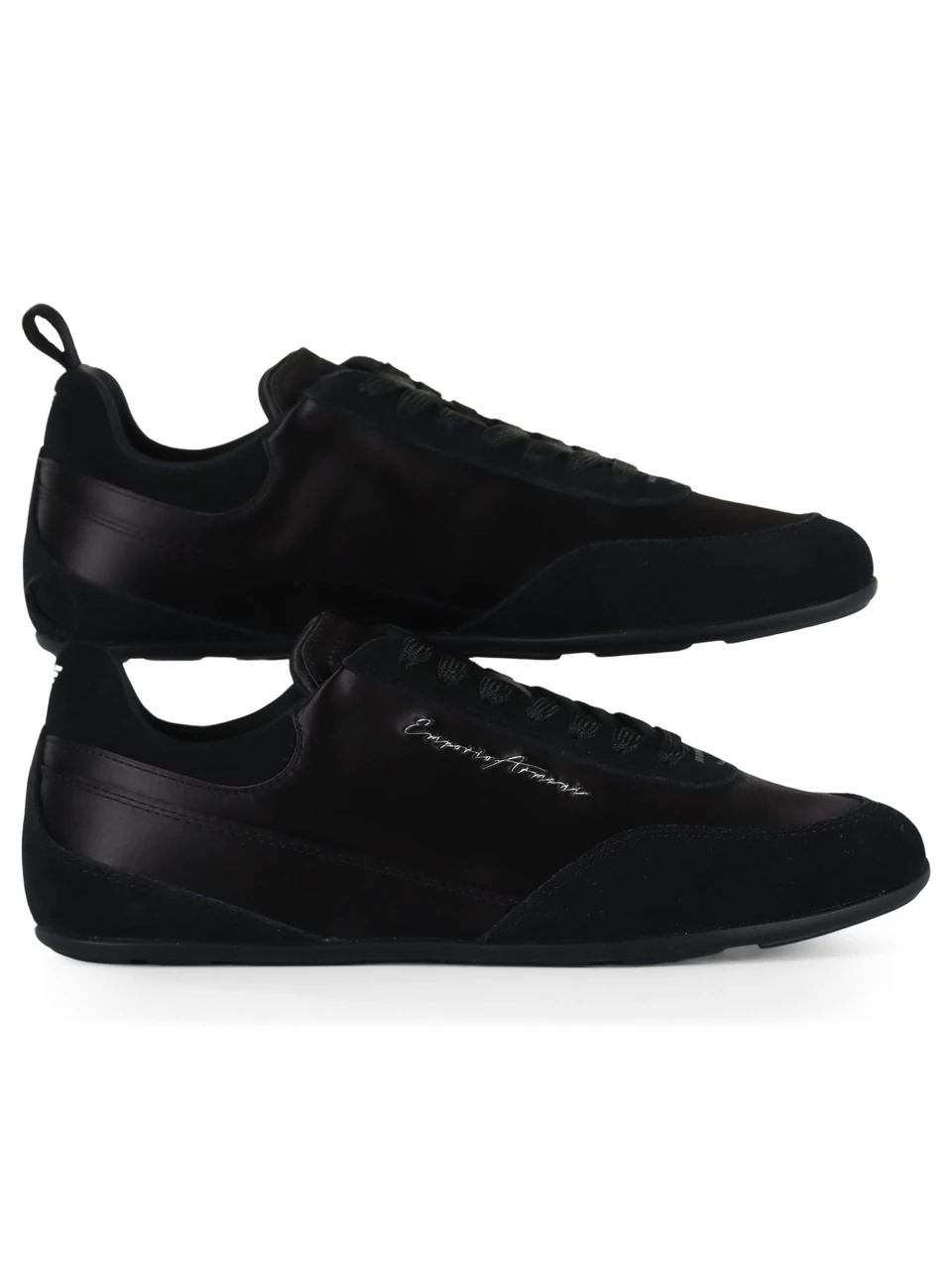 NERO | Sneakers in suede e satin con logo impresso