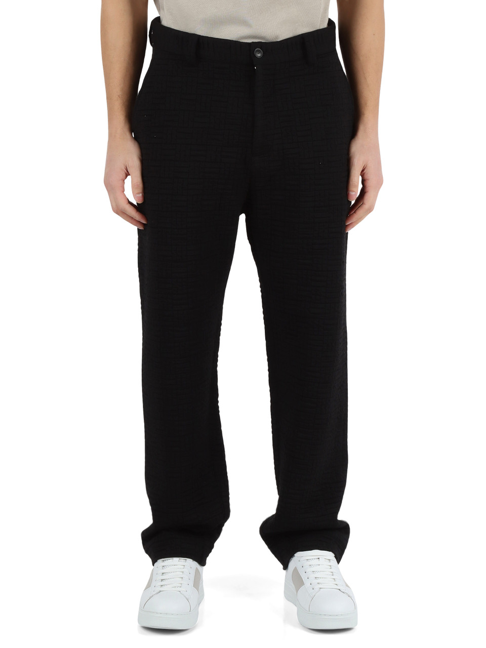 NERO | Pantaloni in misto lana matelassé