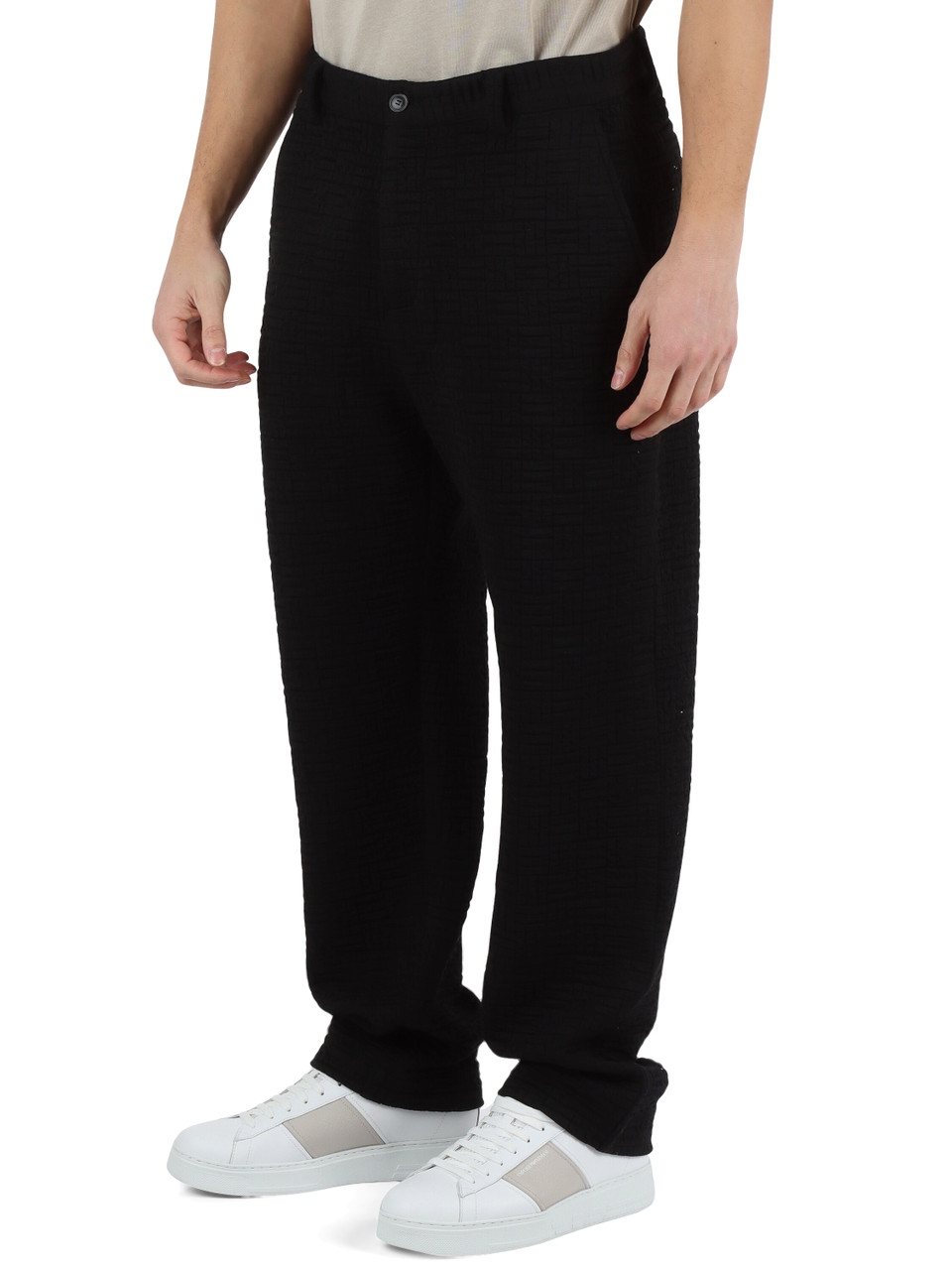NERO | Pantaloni in misto lana matelassé