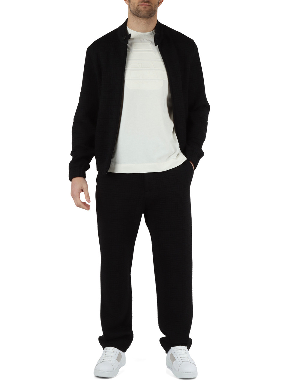 NERO | Pantaloni in misto lana matelassé