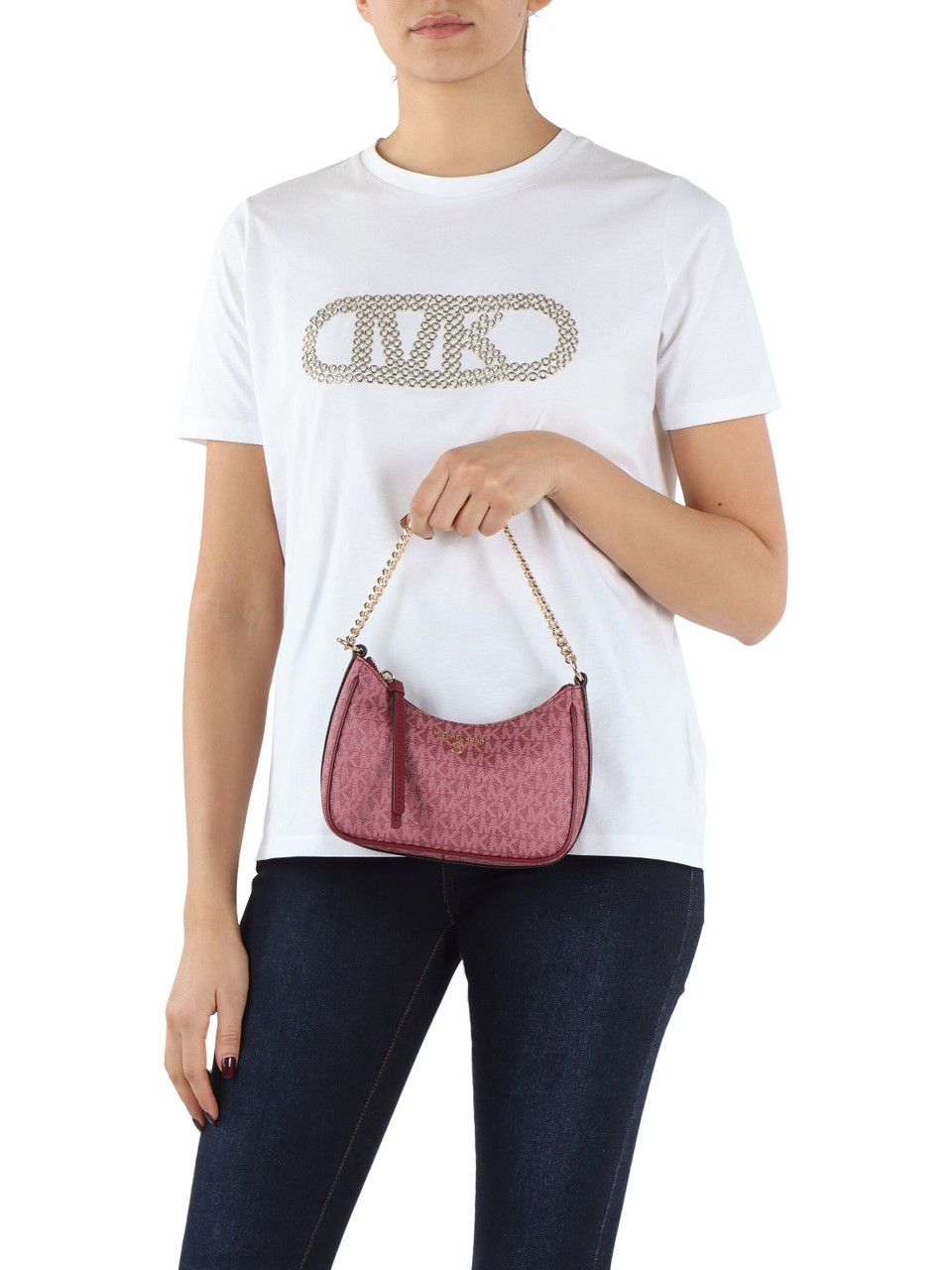 BORDEAUX | Borsa a mano JET SET CHARM Small con stampa logo
