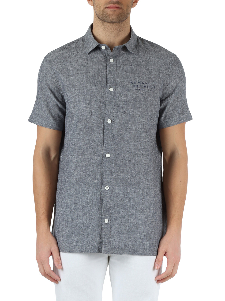 BLU | Camicia in lino e cotone con scritta logo